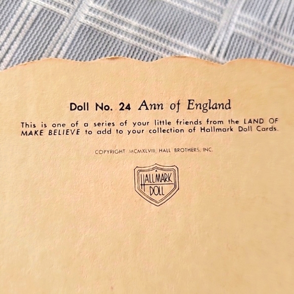 Vintage Hallmark 1948 Doll Card- Ann of England - Picture 5 of 8